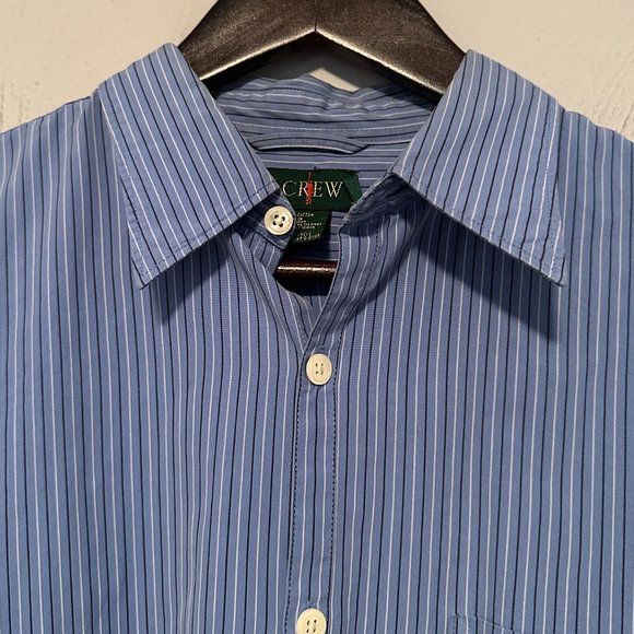 VINTAGE 90s J. Crew Men's Striped Long Sleeve Button Down in Baby Blue Size Med - Picture 4 of 16